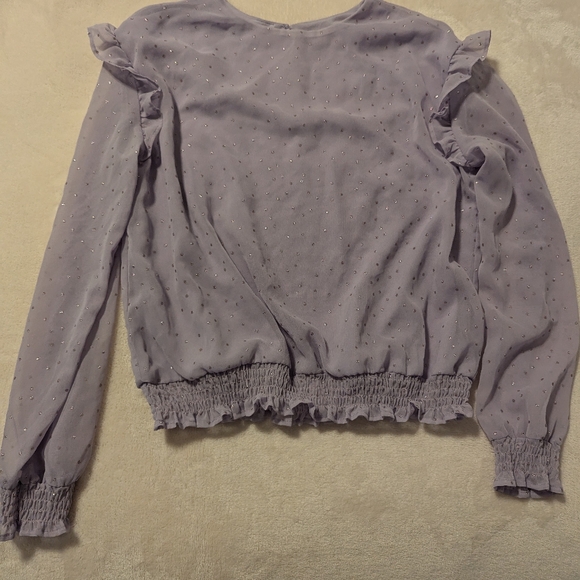✨5/$20✨ H&M Girl's Long Sleeve Purple Sequence Blouse Top - Picture 9 of 14